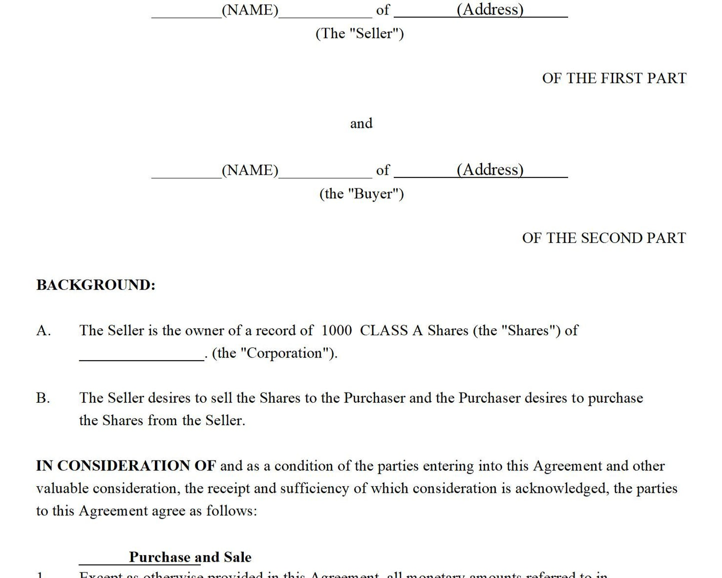 Trucking Company Buy-Sell Agreement