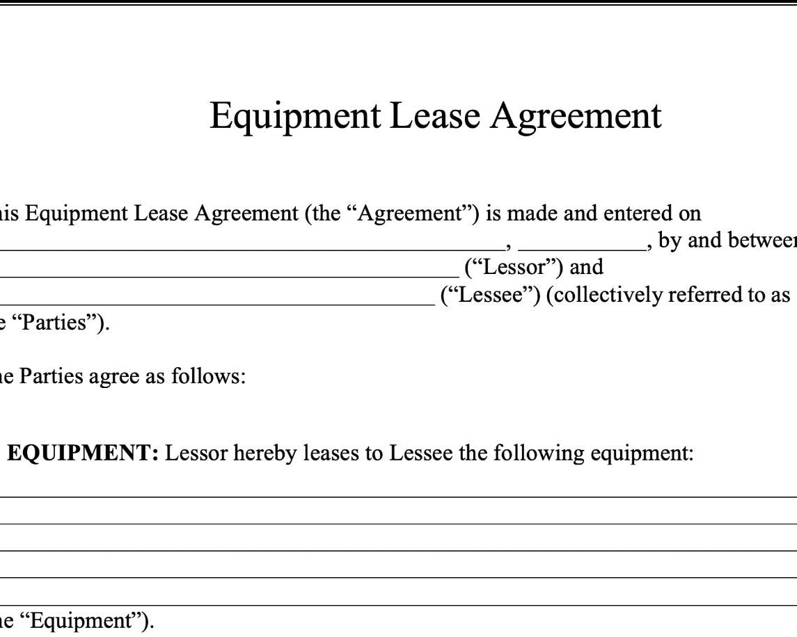 Equipment lease agreement